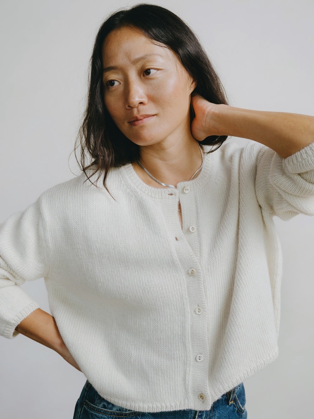 OZMA Cream Button-Up Knit Cardigan * SOFTEST Baby Alpaca * Sold Out Style
